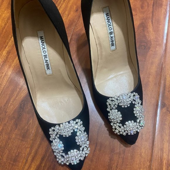Manolo Blahnik Black High Heels 5.5 Size - Picture 1 of 8